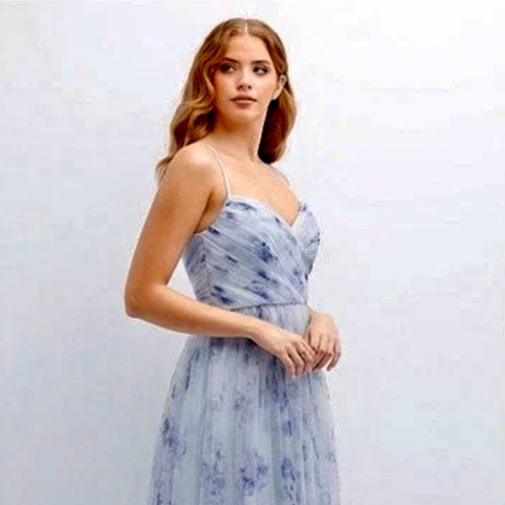 Dessy Collection Mist Garden Floral Print A-line Chiffon Gown size 4